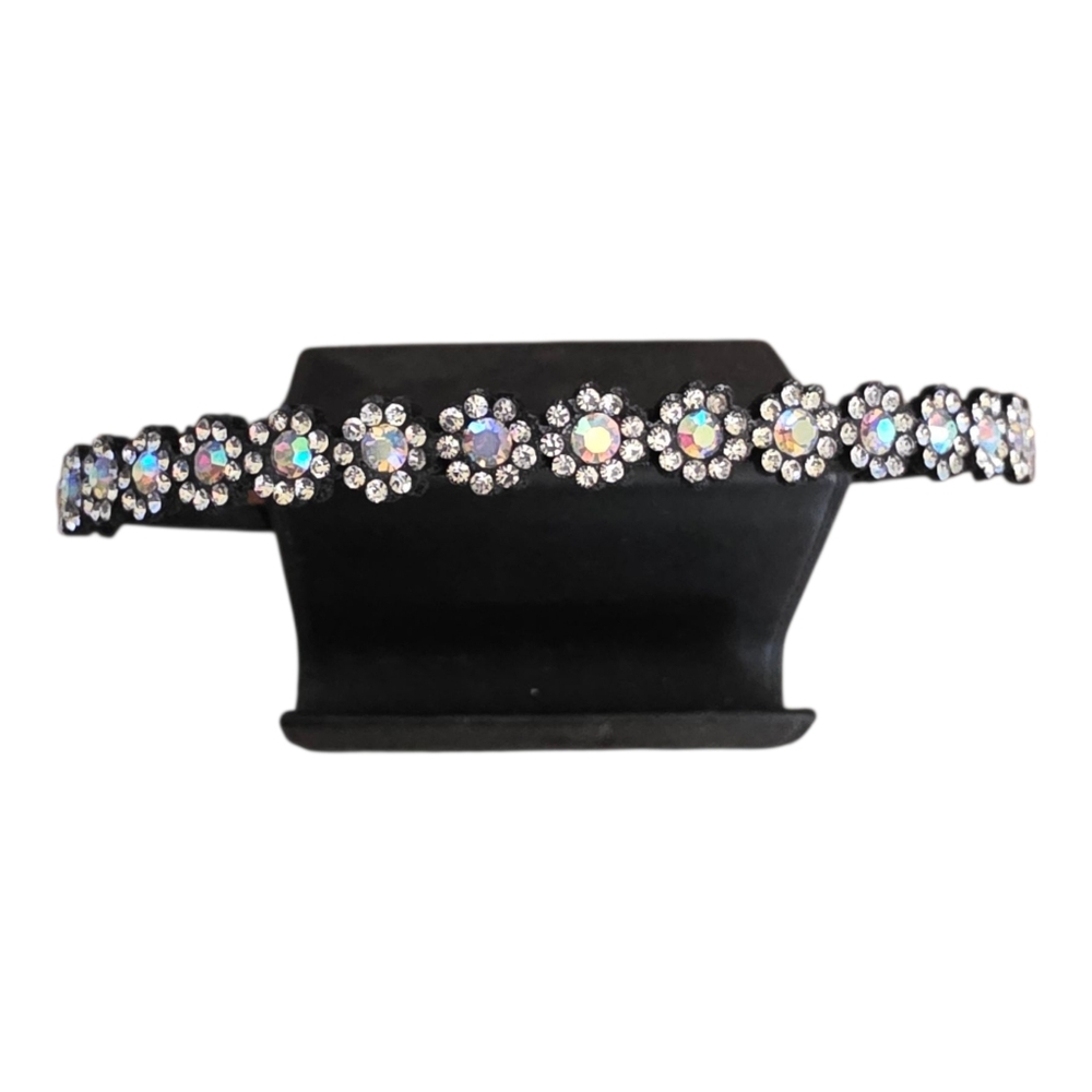 Headband Flower Adult Rhinestone Crystal Handmade Black Elegant Hairband